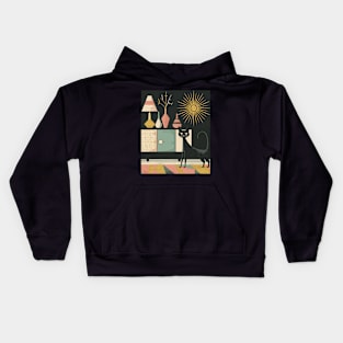 Mid-Century Modern CAT Houses Kids Hoodie